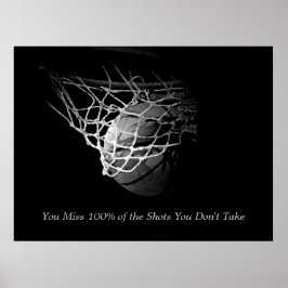 Svart & Vit Motiverande Citat Basketboll Poster