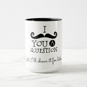 Svart Vit Moustache Humor Mugg