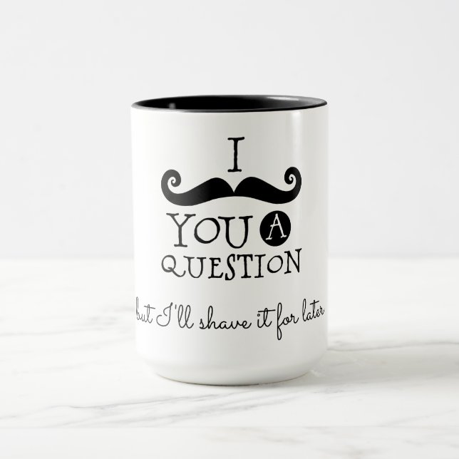 Svart Vit Moustache Humor Mugg (Center)