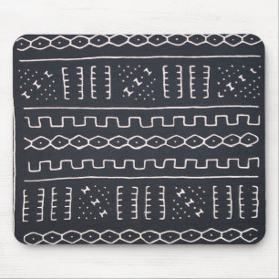 Svart & vit Mudcloth Mousepad Musmatta