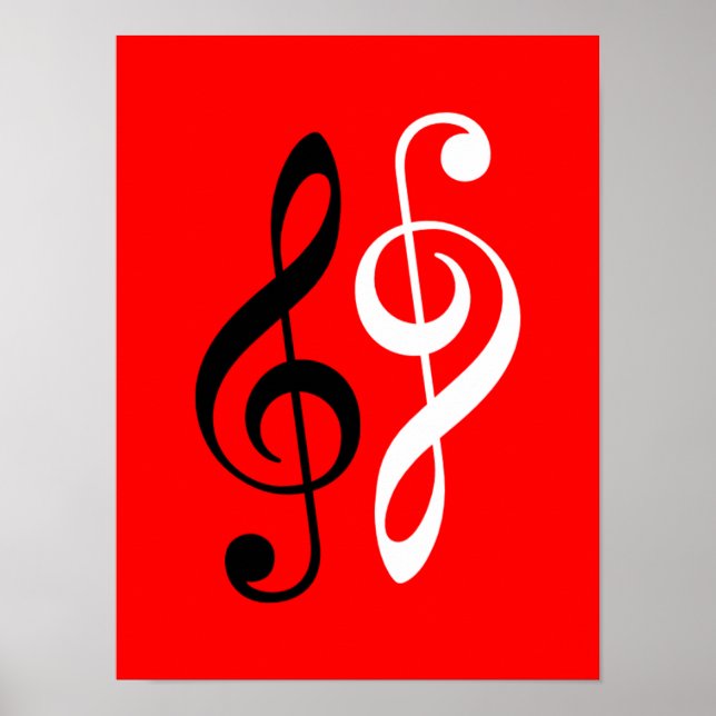 Svart vit musik treble clee poster (Framsidan)