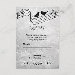 Svart-vit musikbröllop RSVP-kort OSA Kort