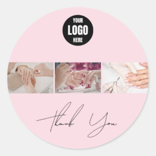 Svart & Vit Nail Tech Logoklistermärke Runt Klistermärke