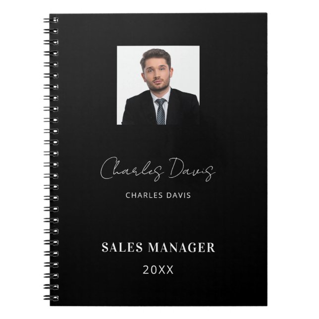 Svart vit namn signatur foto affär anteckningsbok (Framsidan)