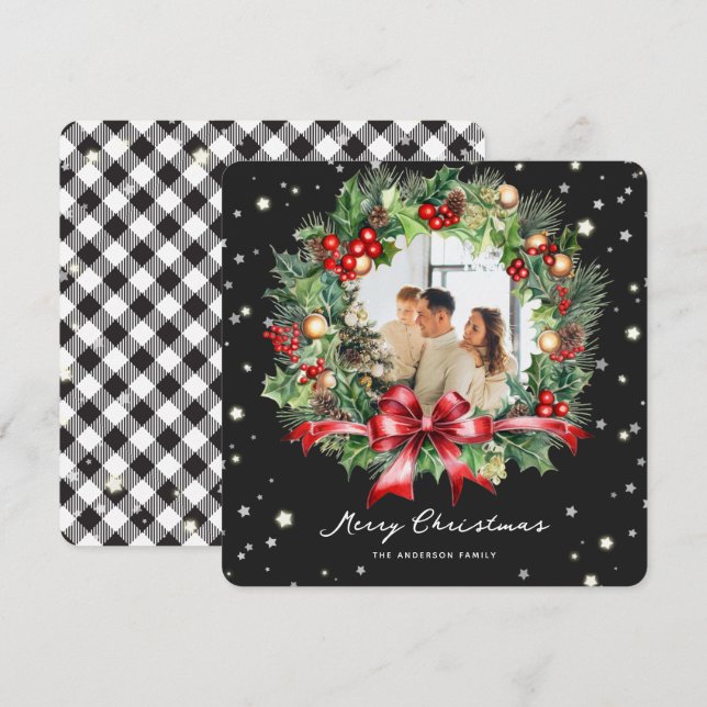 Svart vit nässelutslag Foto God jul Julkort (Fram/baksida)