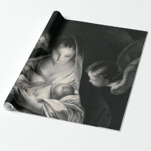 Svart vit NativitybabyJesus för jungfrulig Mary Presentpapper