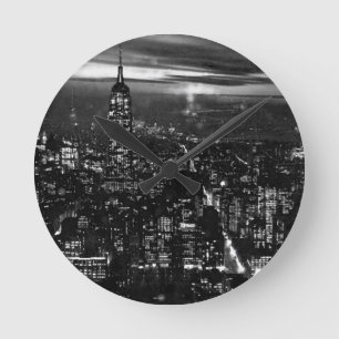 Svart & vit New York City Rund Klocka