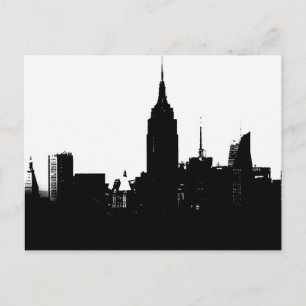 Svart Vit New York Silhuett Vykort