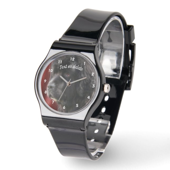 Svart-vit Newfoundlandshund Personlig Armbandsur (Vinkel)