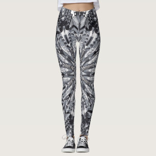 Svart, vit och damasker för gråttSnowflakeMandal Leggings