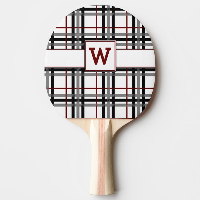 Svart vit och den röda plädpingen Pong paddlar Pingisracket (Framsidan)