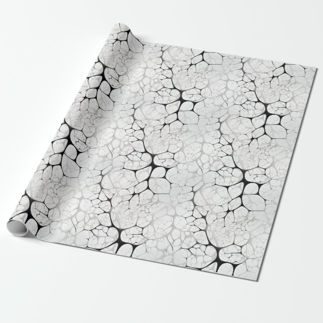 Svart, vit och grå abstrakt nätverk presentpapper (Utrullad)
