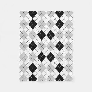 Svart vit och gråa Argyle Fleecefilt