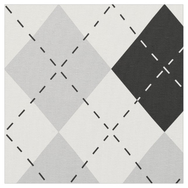 Svart vit och gråa Argyle Tyg (Närbild)