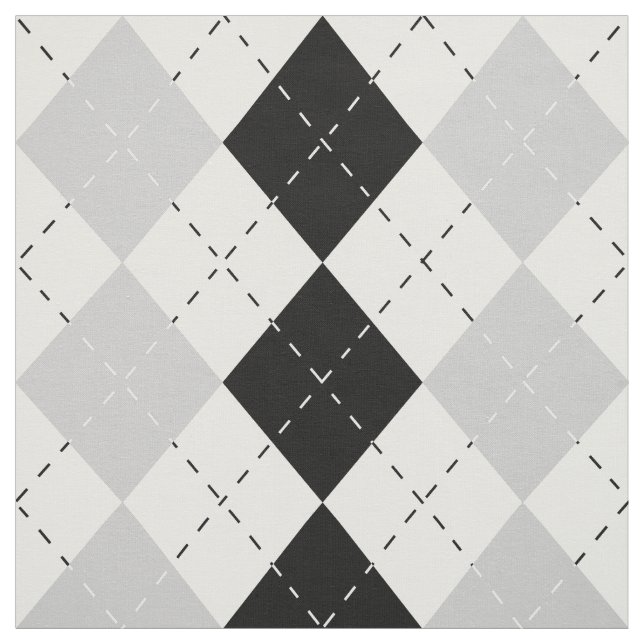 Svart vit och gråa Argyle Tyg (Provkarta)