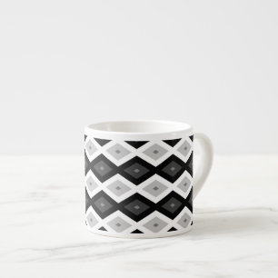 Svart, vit och grått diamant mönster espressomugg