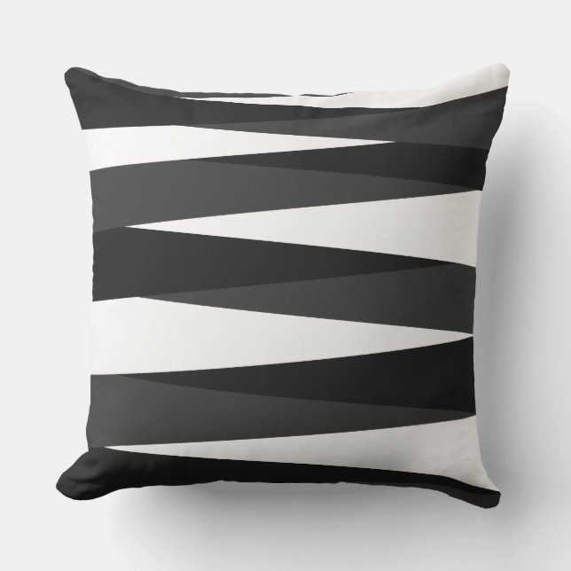 Svart, vit och Grått Geometric Kudde (Framsida)