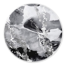 Svart, vit och grått keramiskt dragknapp knopp