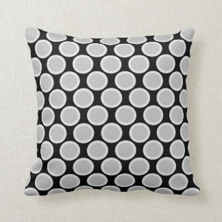 Svart, vit och Grått Retro Large Polka-punkt Kudde