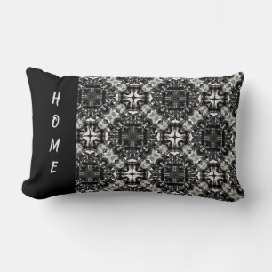 Svart, vit och Grått Ruffled Mandalas Mönster Lumbarkudde