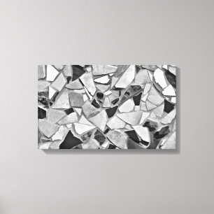 Svart, vit och Grått terrazzo-foto Canvastryck