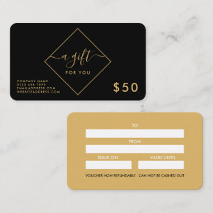 Svart, vit och Guld Diamond Gift-certifikat Visitkort