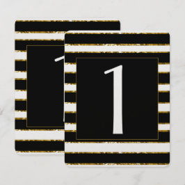 Svart Vit och Guld Glitter Bröllops Bordnummer Inbjudningar