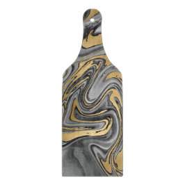 Svart, vit och Guld, marmorerad Abstrakt