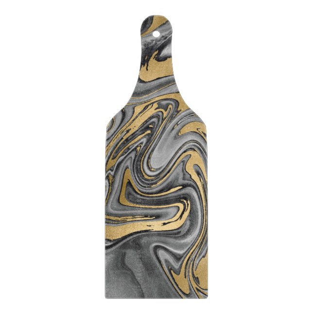 Svart, vit och Guld, marmorerad Abstrakt (Framsidan)