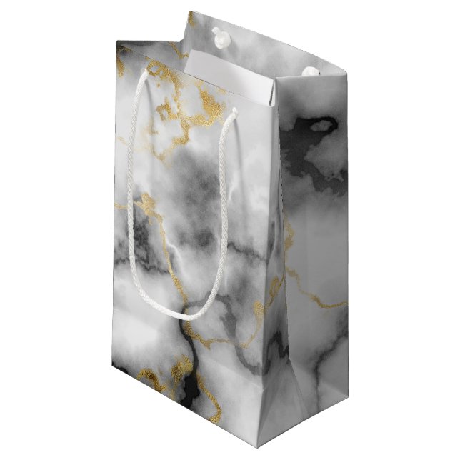 Svart Vit Och Guld Marmormönster (Framsidan Vinklad)