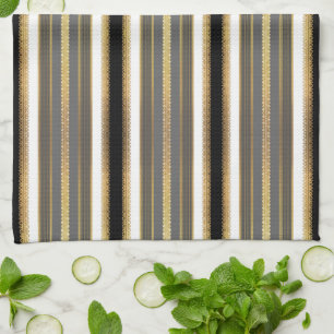 Svart, vit och Guld Rand Kitchen Towel Kökshandduk