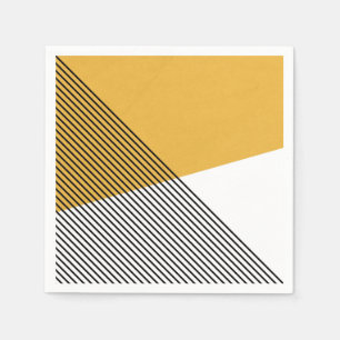 Svart, vit och gult - enkel geometrisk grafik pappersservett