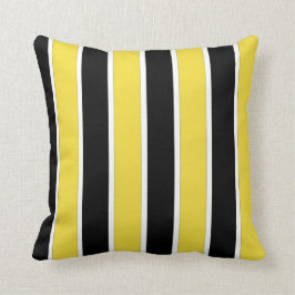 Svart, vit och gult rand American MoJo Pill Kudde