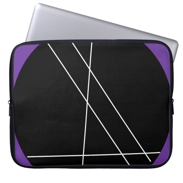 Svart-, vit- och lilaabstract. laptop fodral (Framsidan)