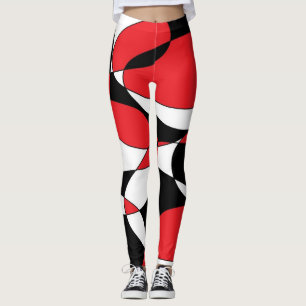 Svart, vit och röd elliptisk leggings