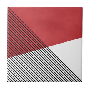 Svart, vit och röd, enkel geometrisk grafik kakelplatta