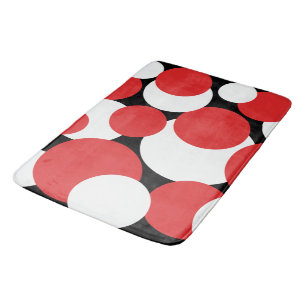 Svart, vit och röd Polka dots Badrumsmatta
