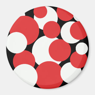 Svart, vit och röd Polka dots Magnet