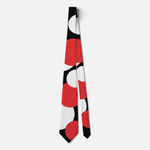 Svart, vit och röd Polka dots Slips