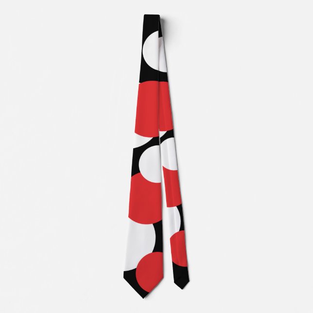 Svart, vit och röd Polka dots Slips (Framsida)