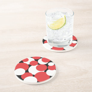 Svart, vit och röd Polka dots Underlägg
