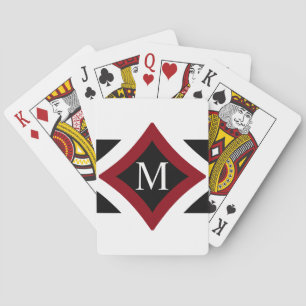 Svart, vit och röd Snyggt i form av monogram Spel Kort