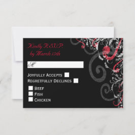 Svart, vit och röd swirl-bröllop OSA