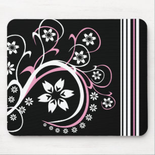Svart, vit och Rosa Mousepad Musmatta
