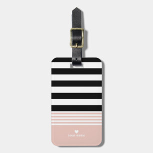 Svart, vit och Rosa Personlig med stripe Bagagebricka