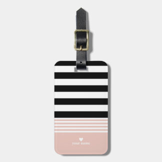 Svart, vit och Rosa Personlig med stripe Bagagebricka