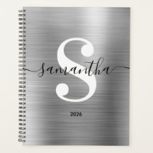 Svart Vit och Silver Modern Stil Monogram