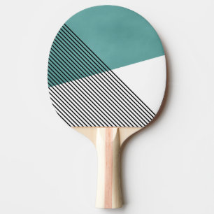 Svart, vit och turkotisk enkel geometrisk konst pingisracket