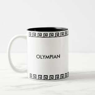 Svart & Vit Olympisk Grekisk Geometrisk Mönster Två-Tonad Mugg