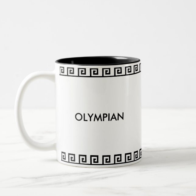 Svart & Vit Olympisk Grekisk Geometrisk Mönster Två-Tonad Mugg (Vänster)